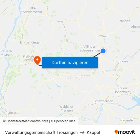 Verwaltungsgemeinschaft Trossingen to Kappel map