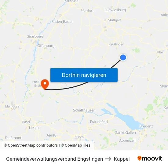 Gemeindeverwaltungsverband Engstingen to Kappel map