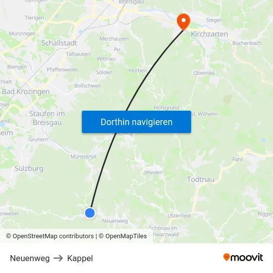 Neuenweg to Kappel map