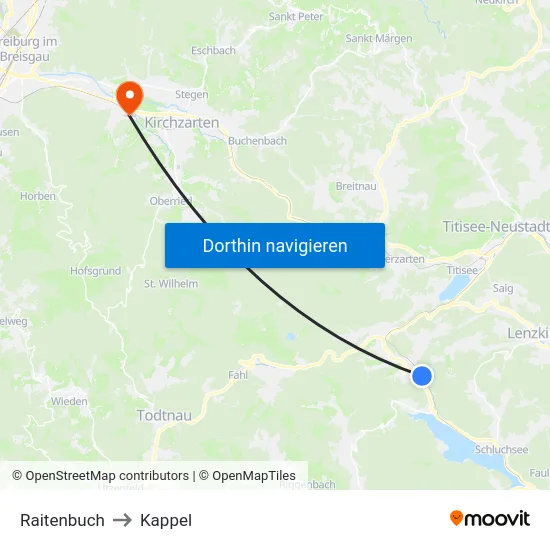 Raitenbuch to Kappel map