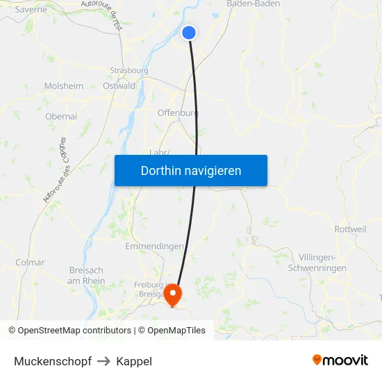 Muckenschopf to Kappel map