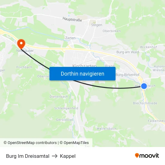Burg Im Dreisamtal to Kappel map