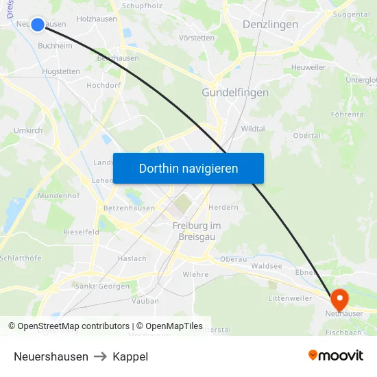 Neuershausen to Kappel map