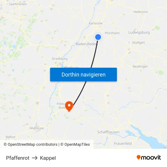 Pfaffenrot to Kappel map