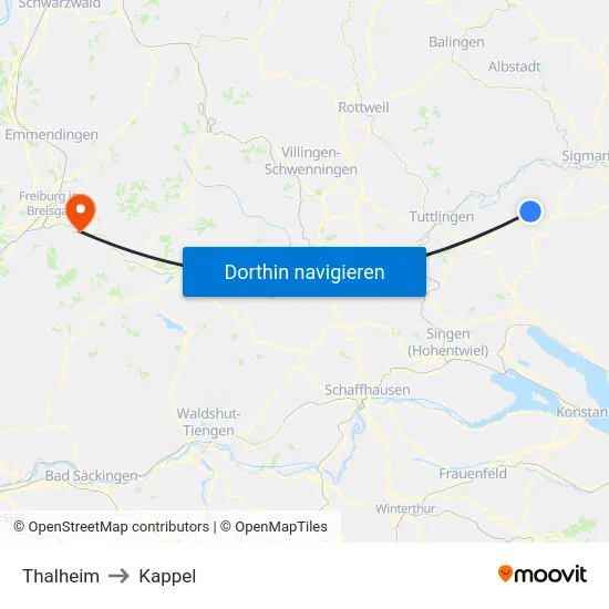 Thalheim to Kappel map