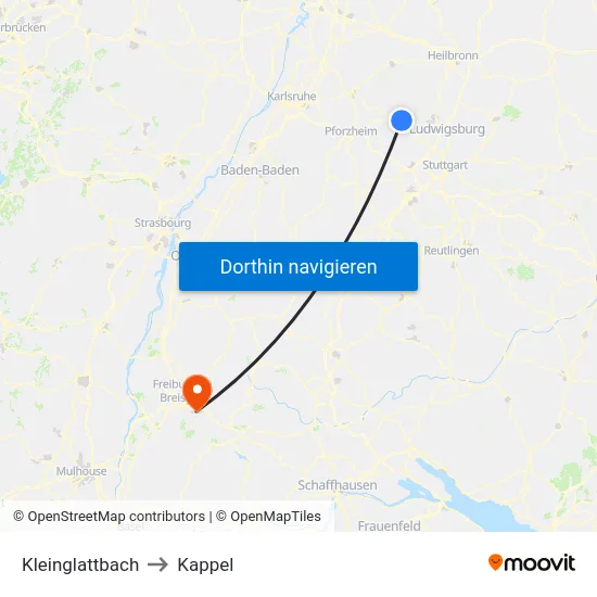 Kleinglattbach to Kappel map