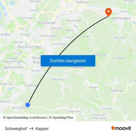Schweighof to Kappel map