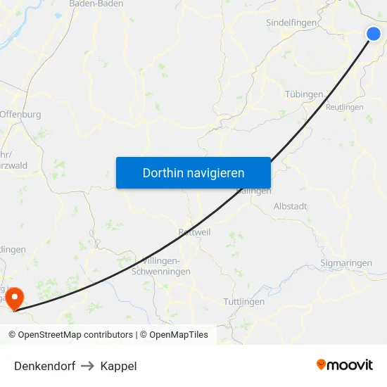 Denkendorf to Kappel map