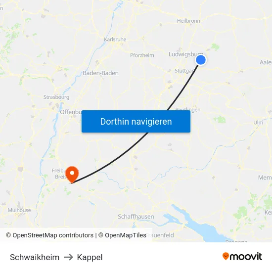 Schwaikheim to Kappel map