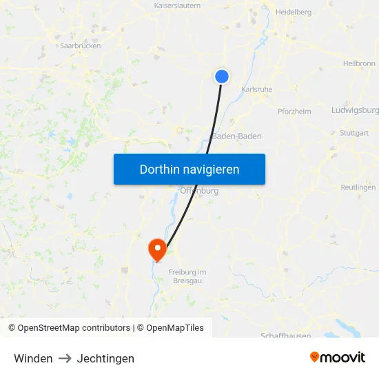 Winden to Jechtingen map
