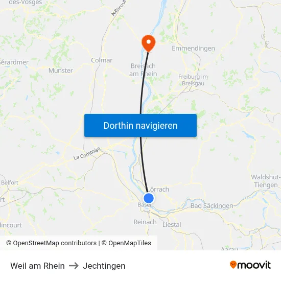 Weil am Rhein to Jechtingen map