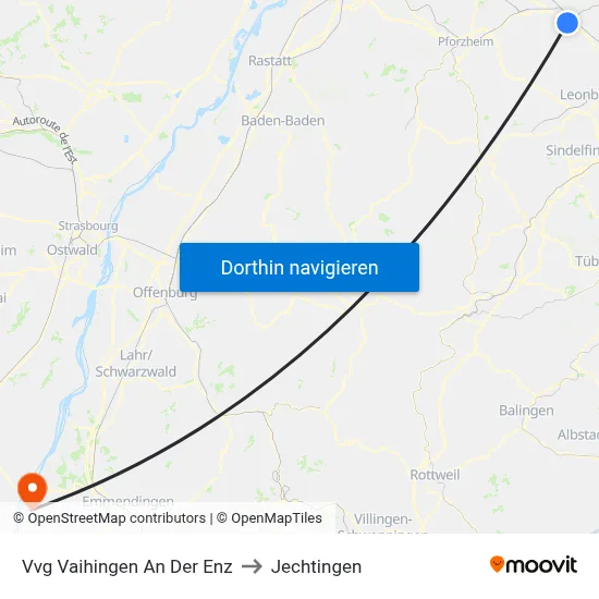 Vvg Vaihingen An Der Enz to Jechtingen map
