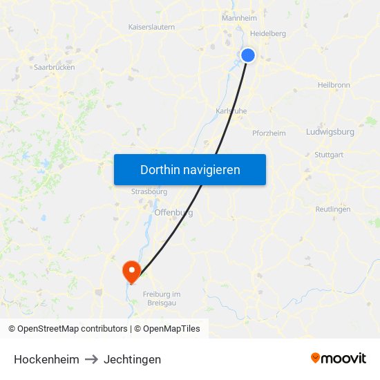 Hockenheim to Jechtingen map