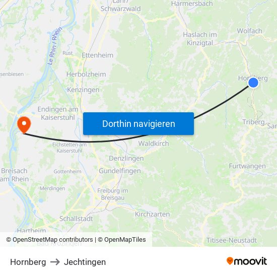 Hornberg to Jechtingen map