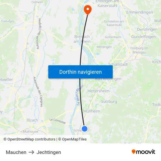 Mauchen to Jechtingen map