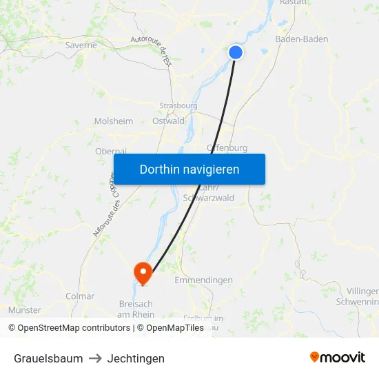 Grauelsbaum to Jechtingen map