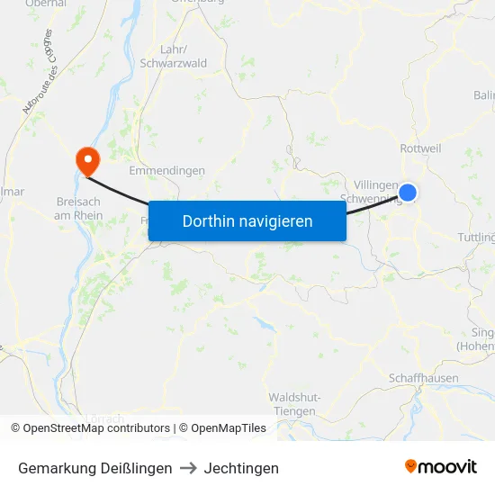 Gemarkung Deißlingen to Jechtingen map