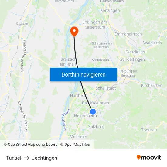 Tunsel to Jechtingen map