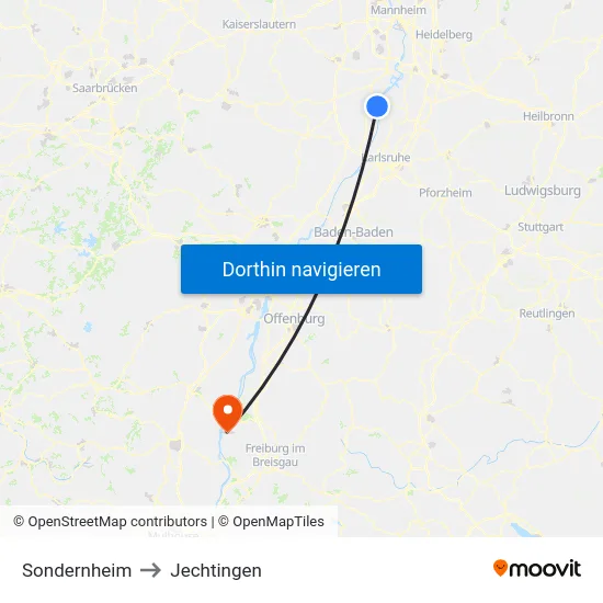 Sondernheim to Jechtingen map