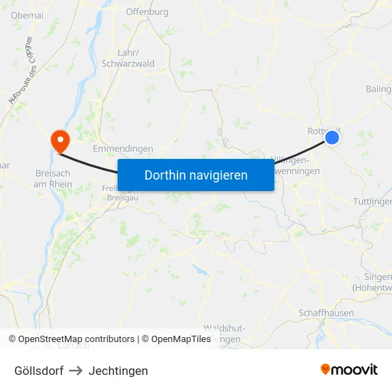 Göllsdorf to Jechtingen map
