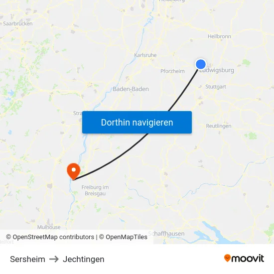 Sersheim to Jechtingen map