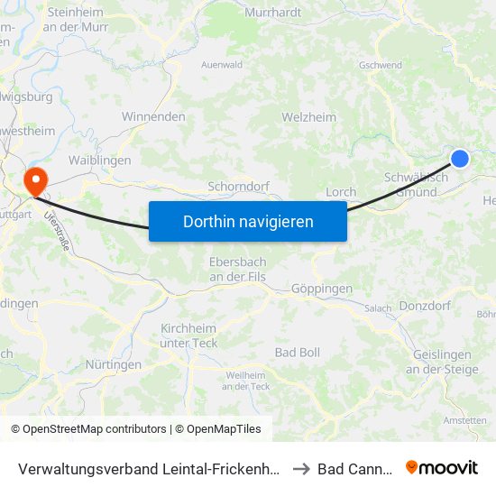 Verwaltungsverband Leintal-Frickenhofer Höhe to Bad Cannstatt map