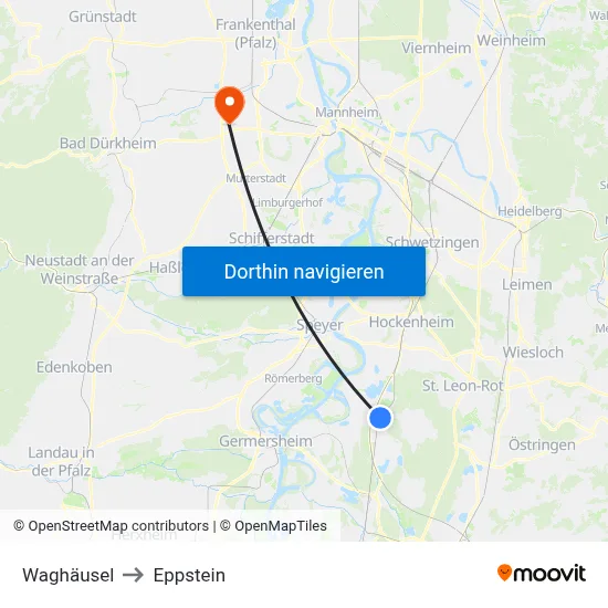 Waghäusel to Eppstein map