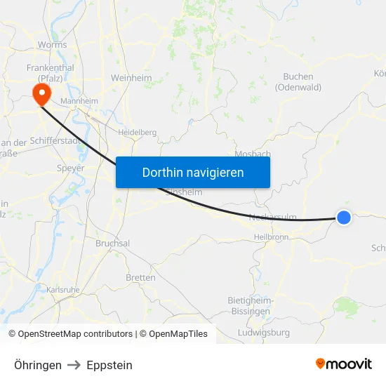 Öhringen to Eppstein map