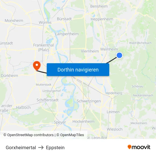 Gorxheimertal to Eppstein map