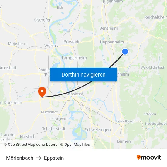 Mörlenbach to Eppstein map