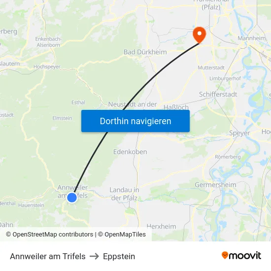Annweiler am Trifels to Eppstein map
