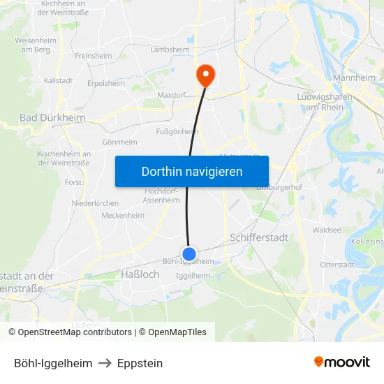Böhl-Iggelheim to Eppstein map