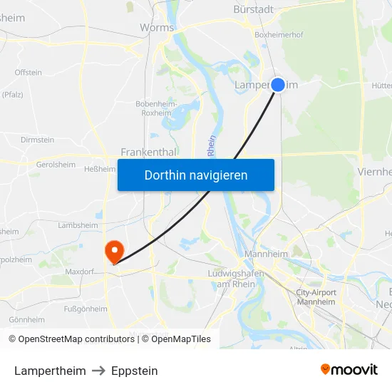 Lampertheim to Eppstein map