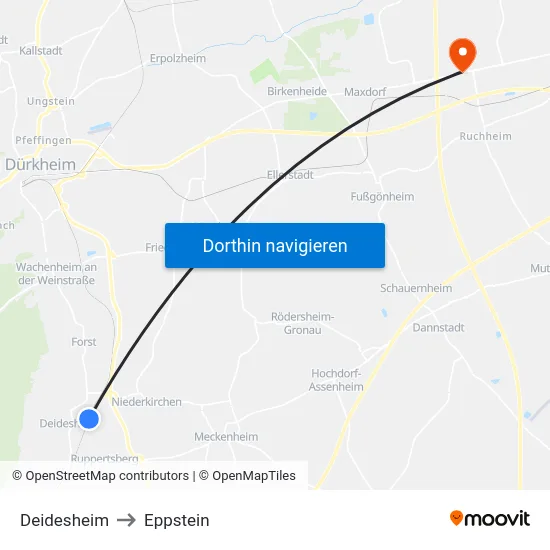 Deidesheim to Eppstein map