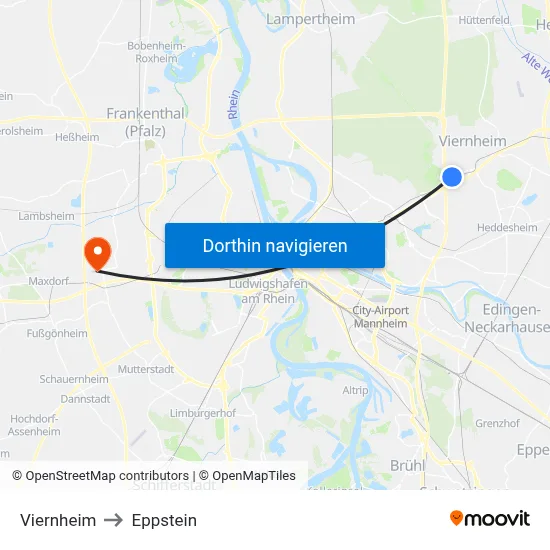 Viernheim to Eppstein map