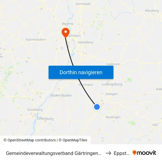Gemeindeverwaltungsverband Gärtringen/Ehningen to Eppstein map