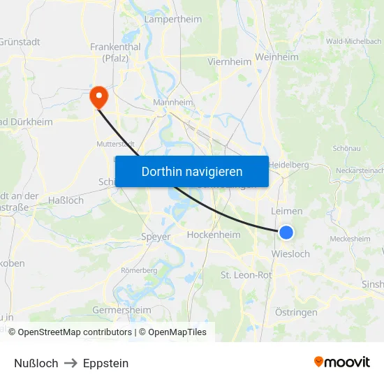 Nußloch to Eppstein map