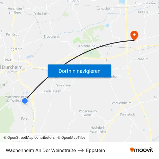Wachenheim An Der Weinstraße to Eppstein map