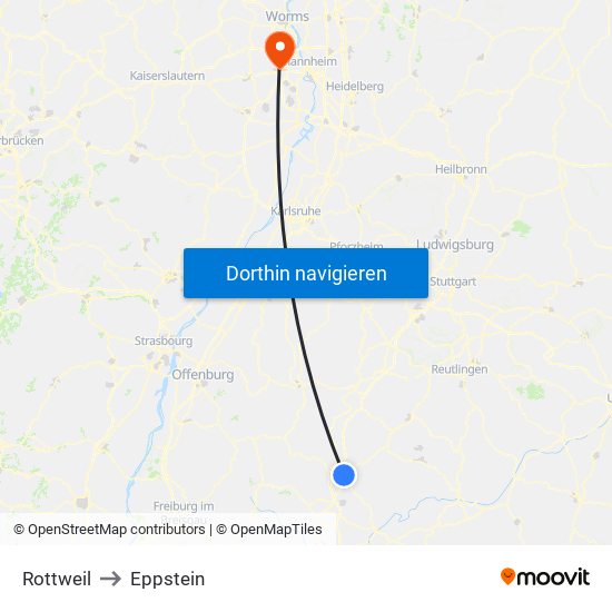 Rottweil to Eppstein map