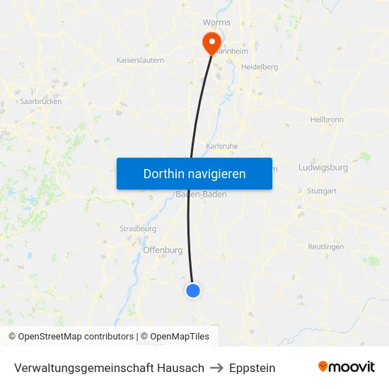Verwaltungsgemeinschaft Hausach to Eppstein map
