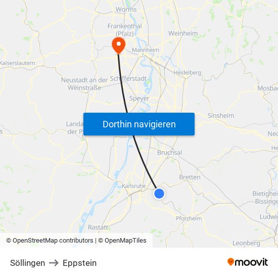 Söllingen to Eppstein map