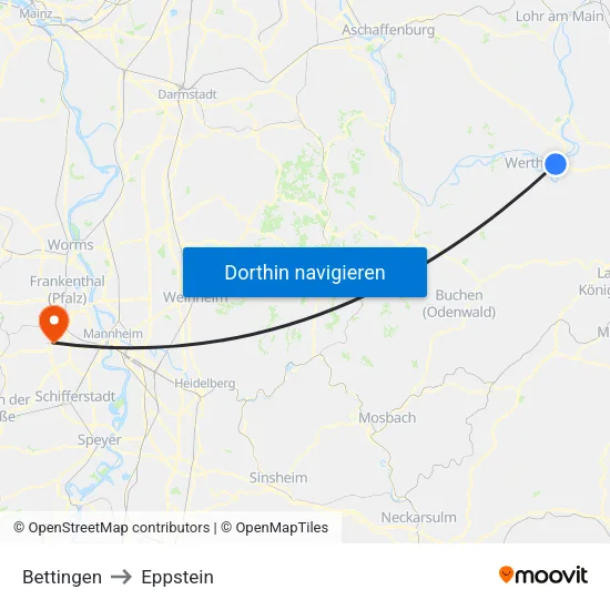 Bettingen to Eppstein map