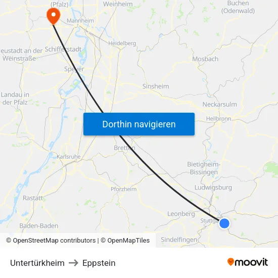 Untertürkheim to Eppstein map
