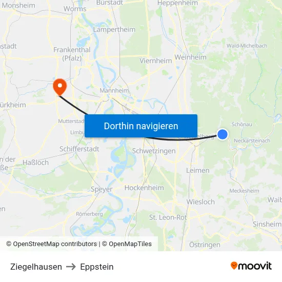Ziegelhausen to Eppstein map