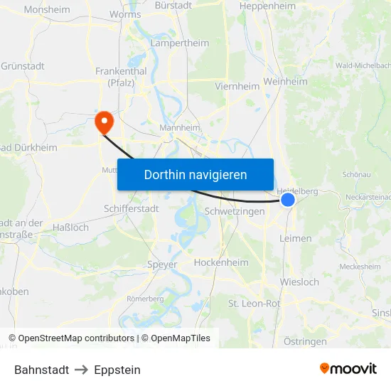 Bahnstadt to Eppstein map