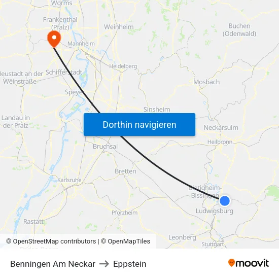 Benningen Am Neckar to Eppstein map