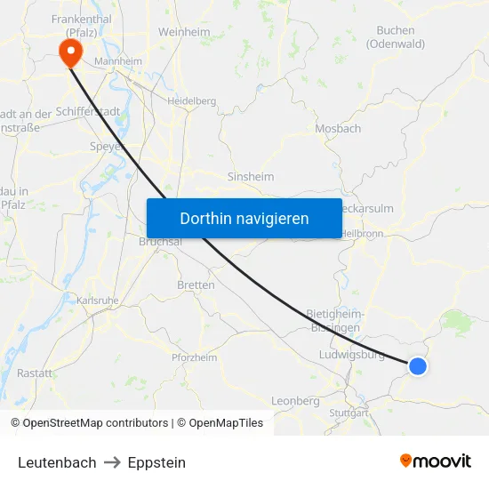 Leutenbach to Eppstein map