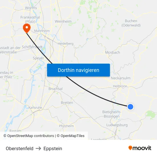 Oberstenfeld to Eppstein map