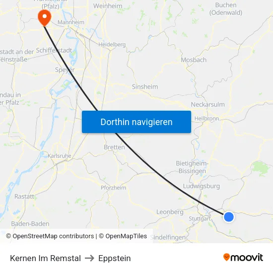 Kernen Im Remstal to Eppstein map