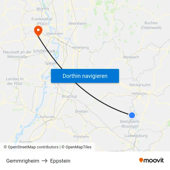 Gemmrigheim to Eppstein map